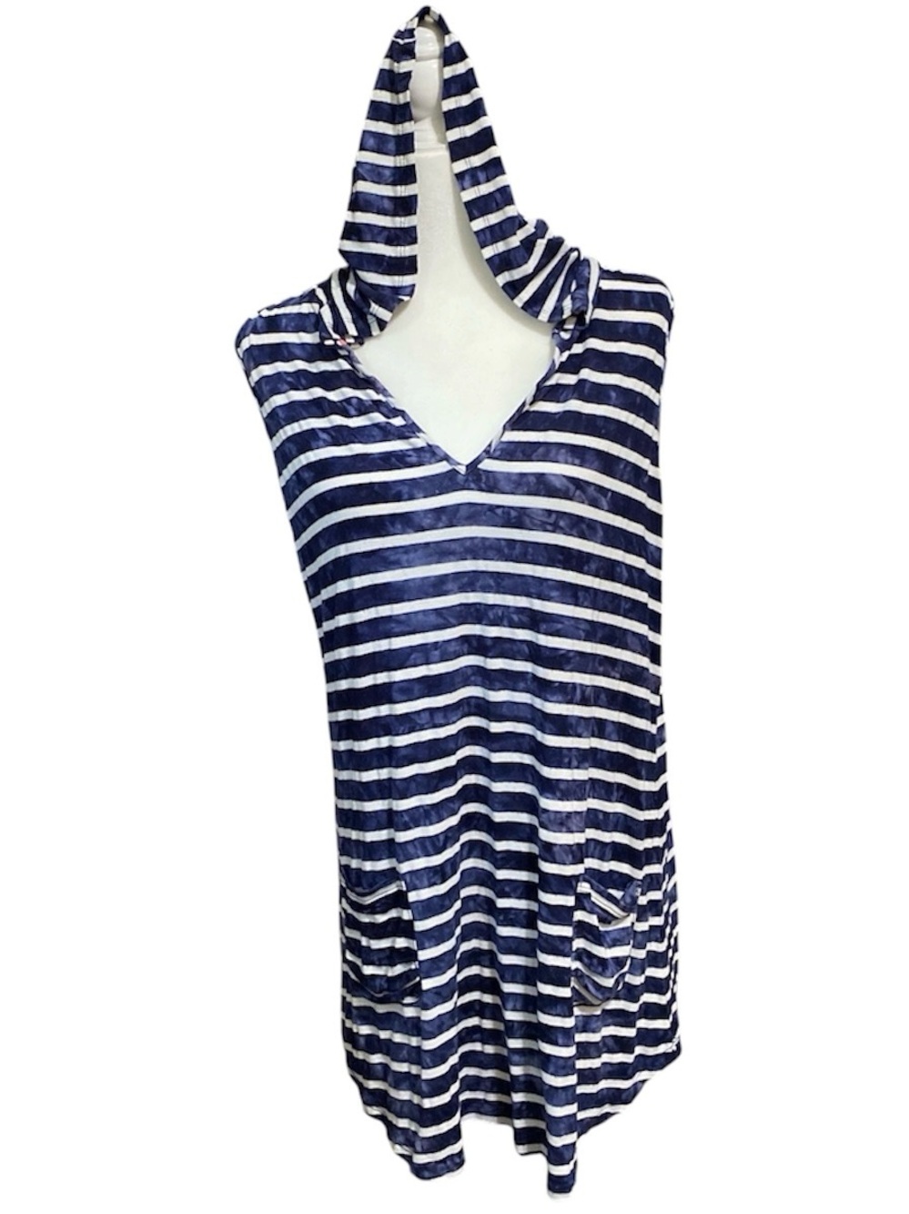 Sandiva Striped Hooded Cover Up Dress